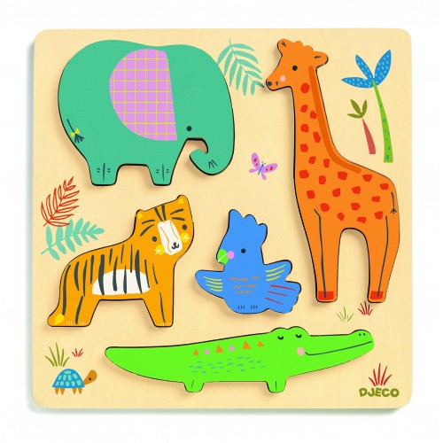 Puzzle lemn animale salbatice djeco imagine